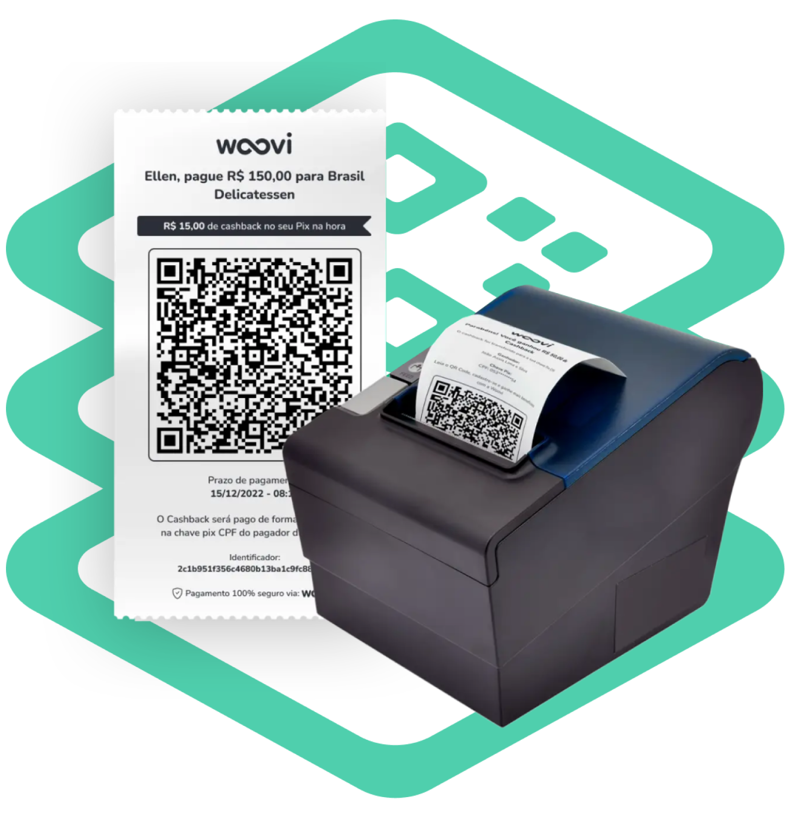 Mostrando Pix Machine e o QrCode impresso